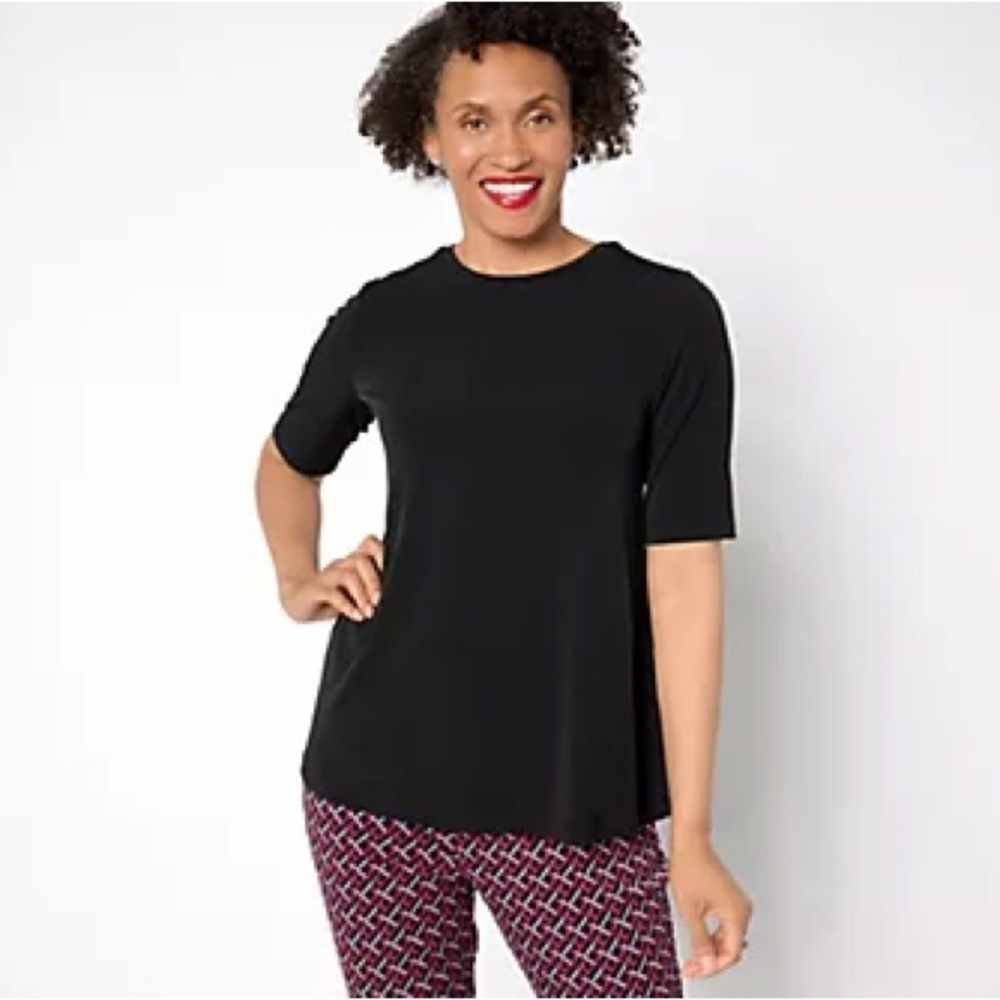 NWOT Susan Graver Fall Casual Feminine Liquid Knit Crew Neck Tee Top Sz 1X